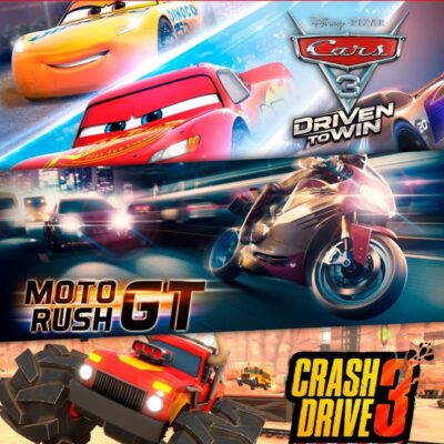 3 JUEGOS EN 1 CARS 3 DRIVEN TO WIN MAS MOTO RUSH GT MAS CRASH DRIVE 3 – NINTENDO SWITCH