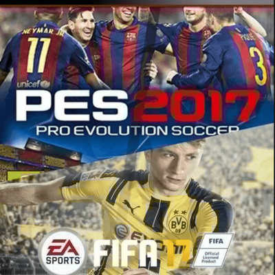 2 JUEGOS EN 1 DE FIFA 17 + PRO EVOLUTION SOCCER 2017 PS3