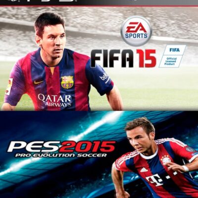 2 JUEGOS EN 1 DE FIFA 15 + PRO EVOLUTION SOCCER 2015 PS3